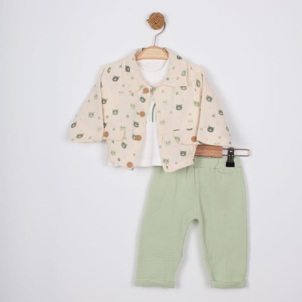 KARDELYA BABY ERKEK BEBEK AYI BASKILI 3 LÜ TAKIM