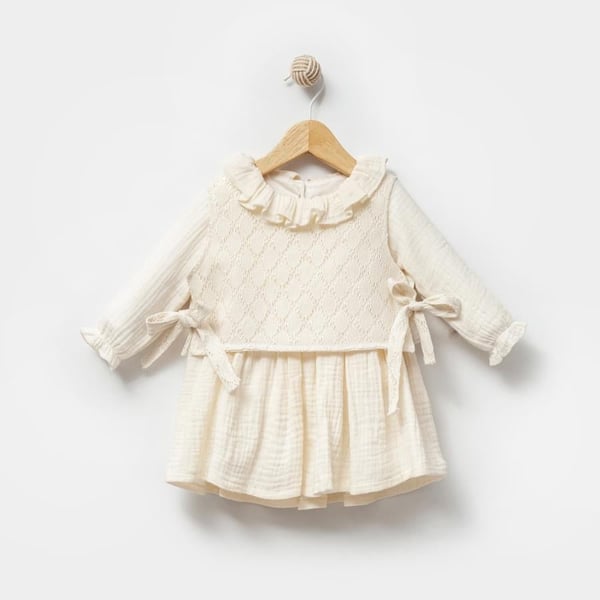 KARDELYA BEBE YELEKLİ KIZ BEBEK ELBİSE