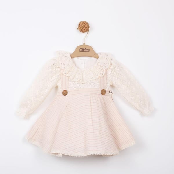 KARDELYA BEBE KIZ BEBEK ÇİZGİLİ KLOŞ ELBİSE