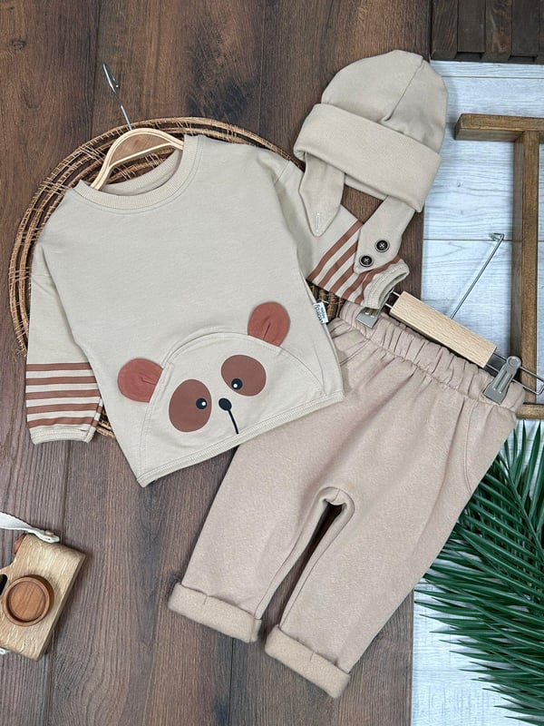 KULAKLI AYICIKLI ERKEK BEBEK 2 Lİ TAKIM