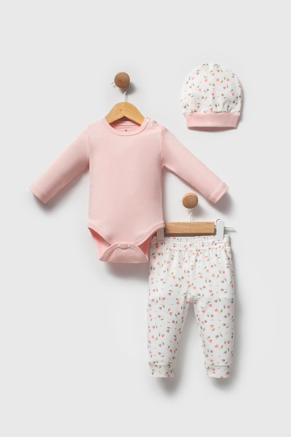 LALE BASKILI KIZ BEBEK 3 LÜ TAKIM