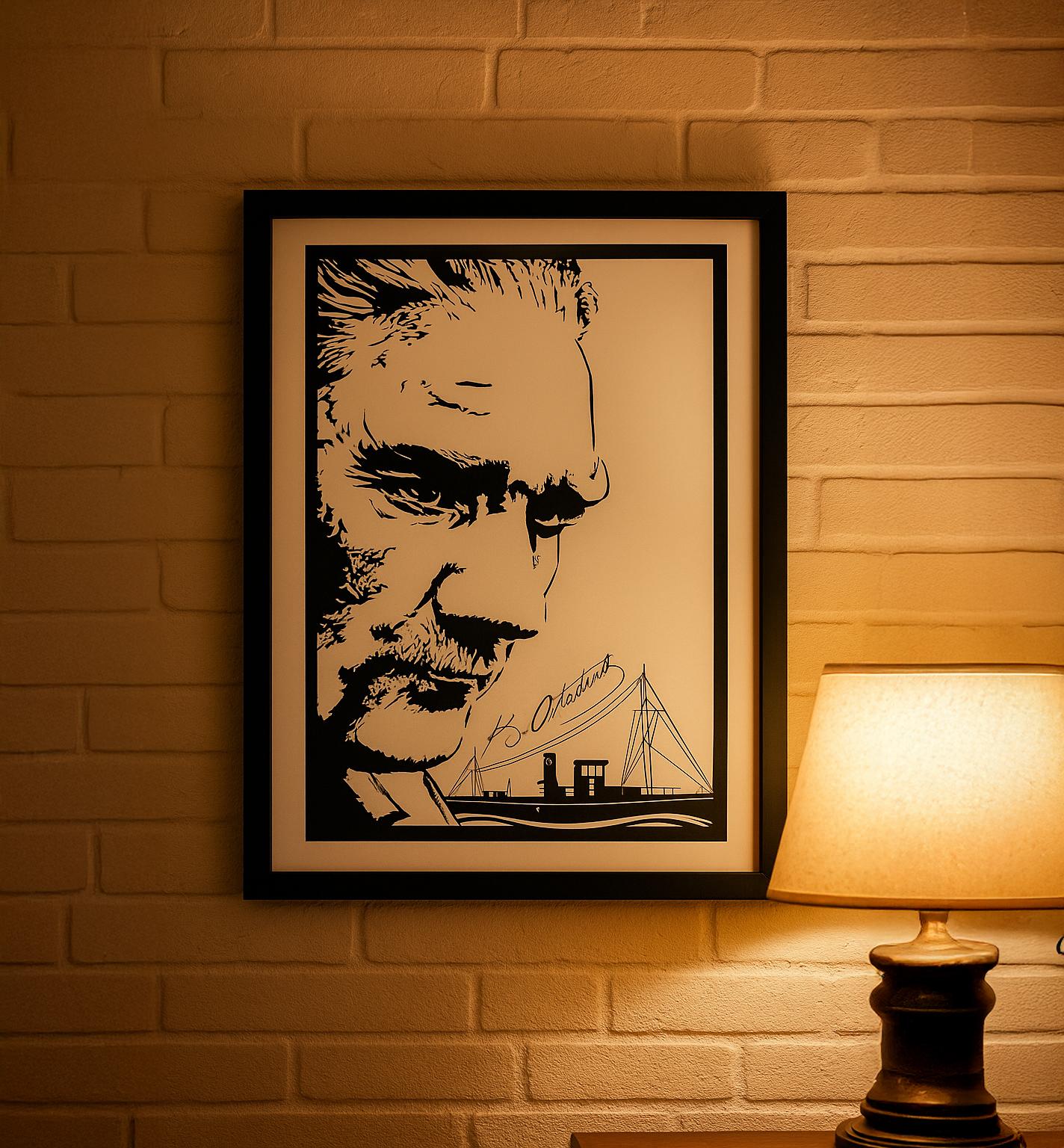 Atatürk Silüet Portresi – 3D Baskı Özel Tasarım Duvartablosu