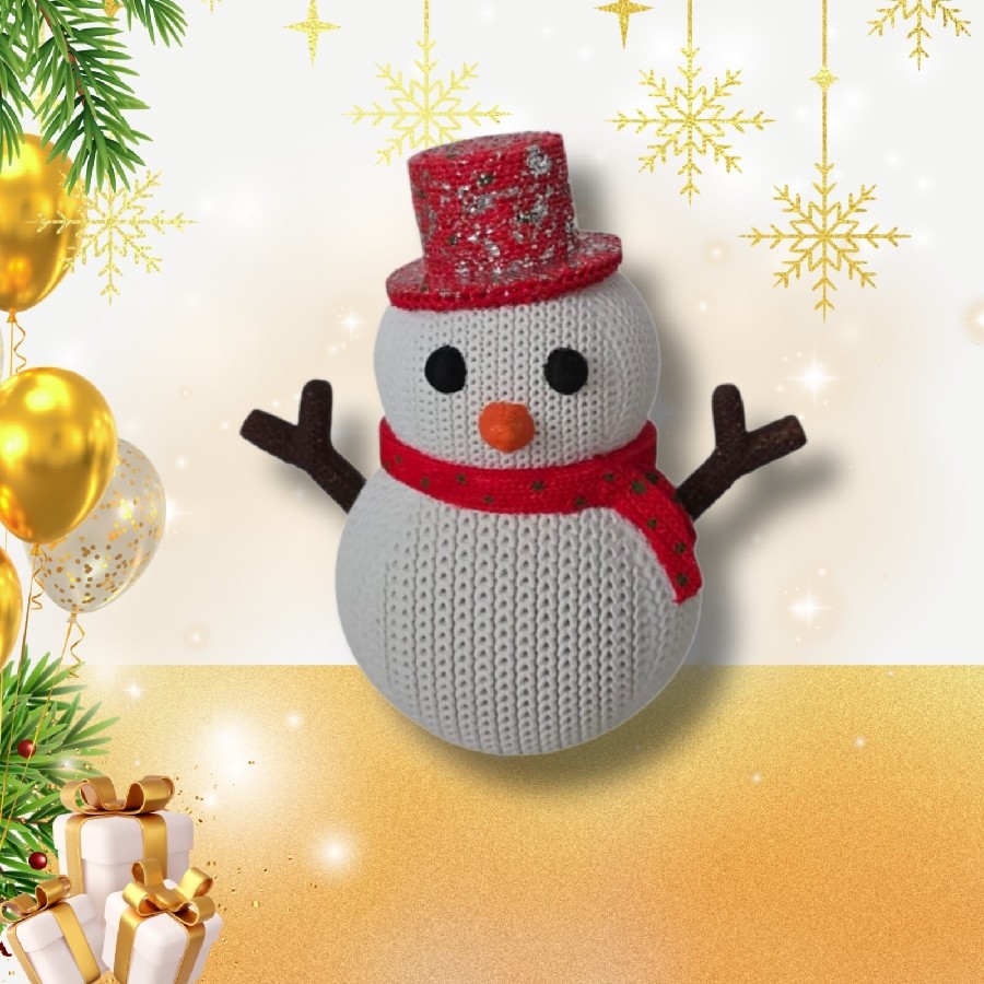 Örgü Desenli Kardan Adam - 10 cm Yüksekliğinde