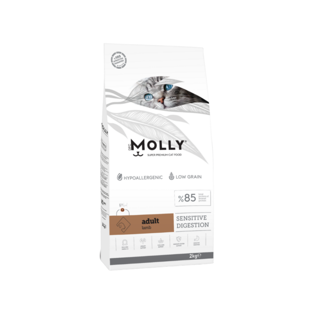 Molly Düşük Tahıllı Hypoallergenic Sensitive Digestion Kuzu Etli Yetişkin Kedi Maması 2 Kg