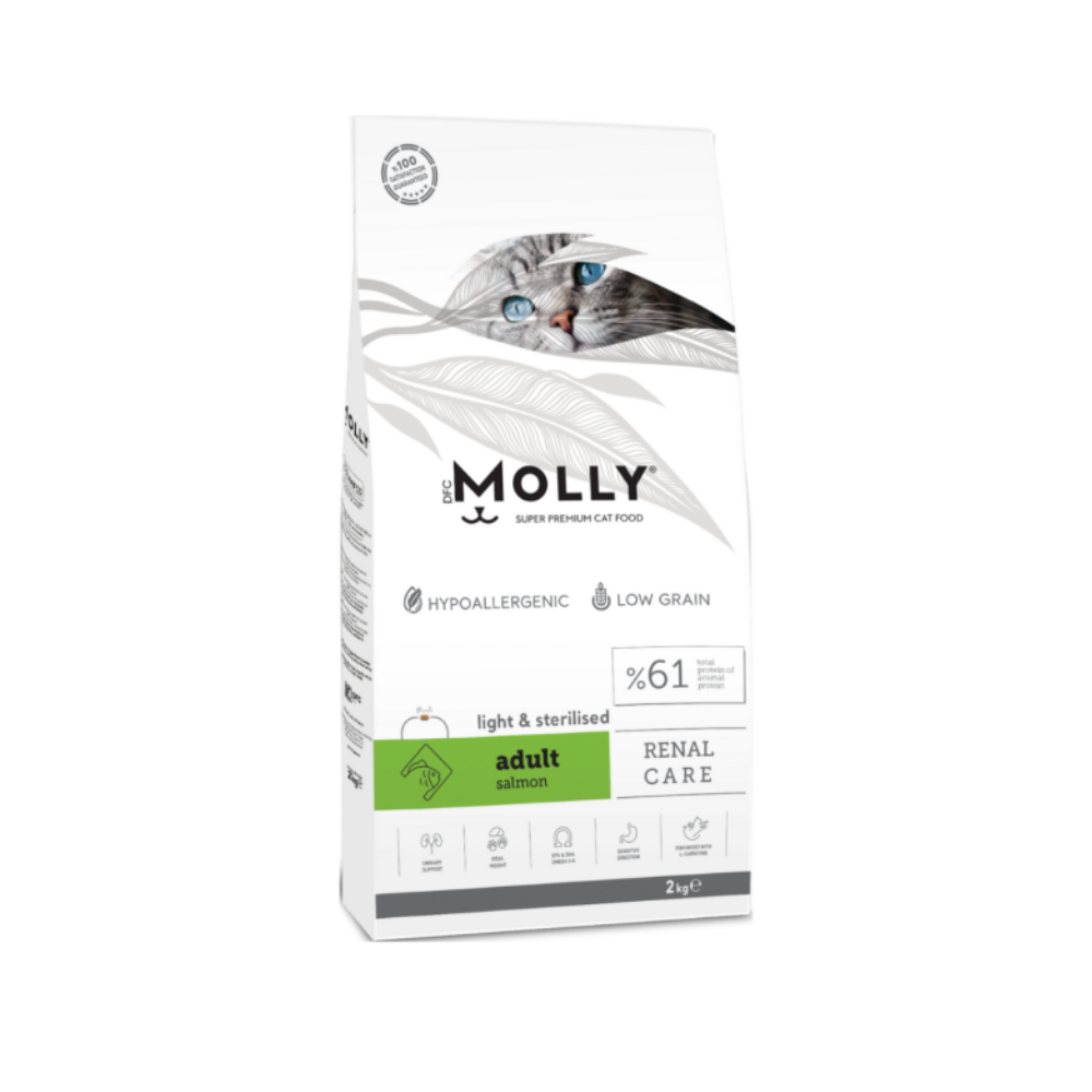 Molly Düşük Tahıllı Hypoallergenic Light & Sterilised Somonlu Kısırlaştırılmış Kedi Maması 2 Kg