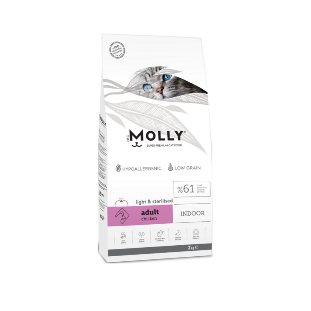 Molly Düşük Tahıllı Hypoallergenic Light & Sterilised Tavuklu Kısırlaştırılmış Kedi Maması 2 Kg