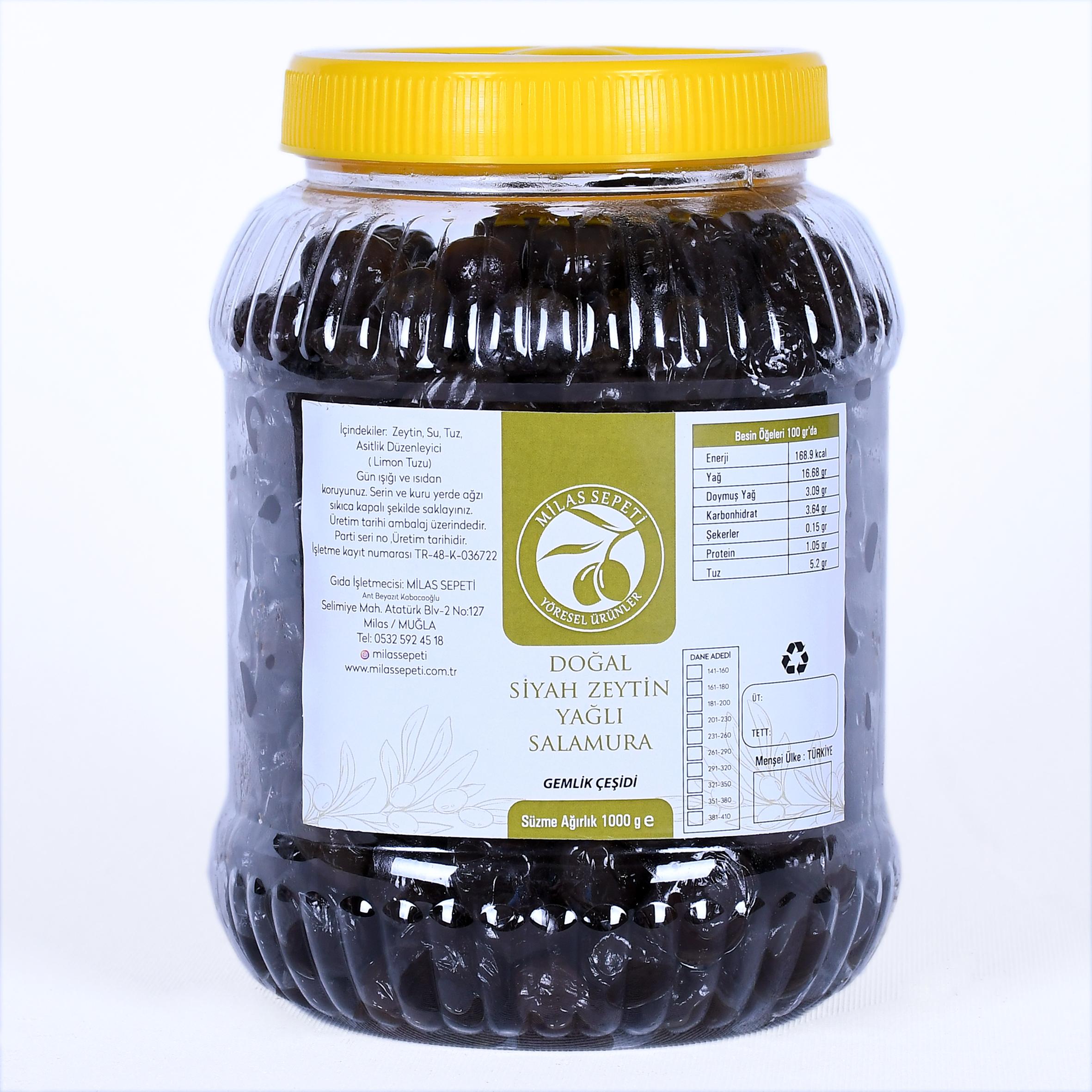 MİLAS YÖRESİ DOĞAL SALAMURA YAĞLI SİYAH ZEYTİN 1KG