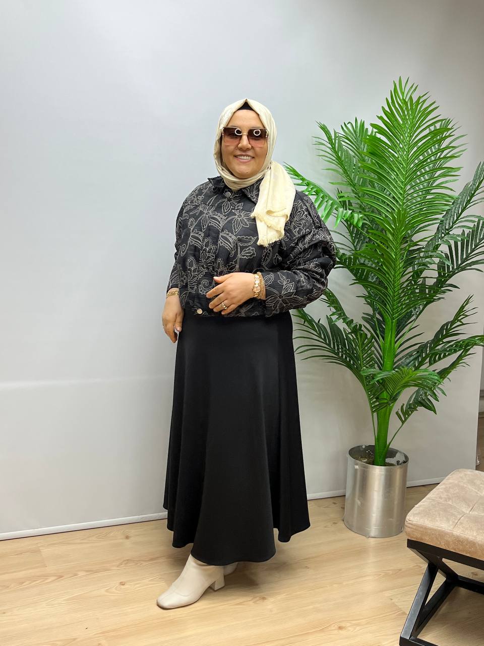 Etnik Desen Kapitone Ceket