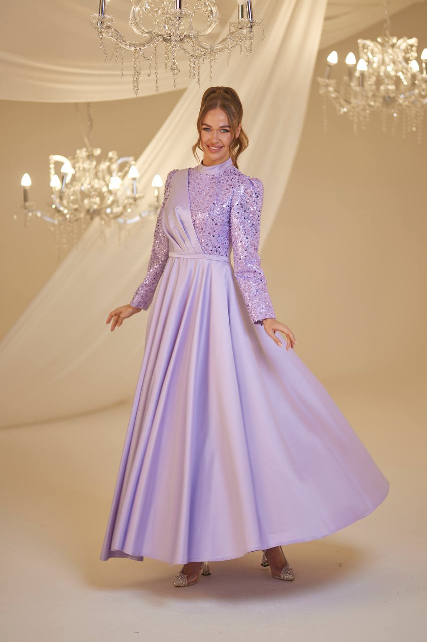 Burak Baran Fashıon Payet Abiye Lila