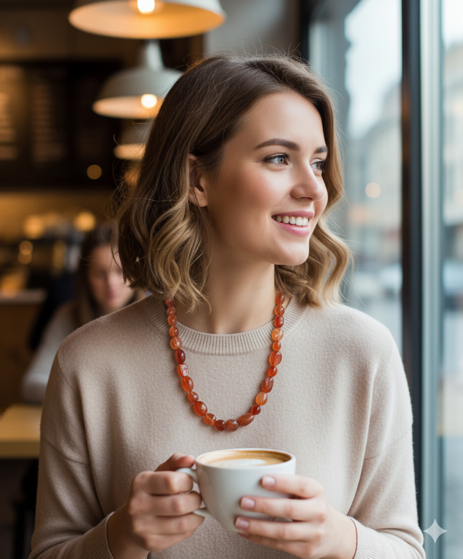 Karnelyan Akik Doğaltaş Kolye
