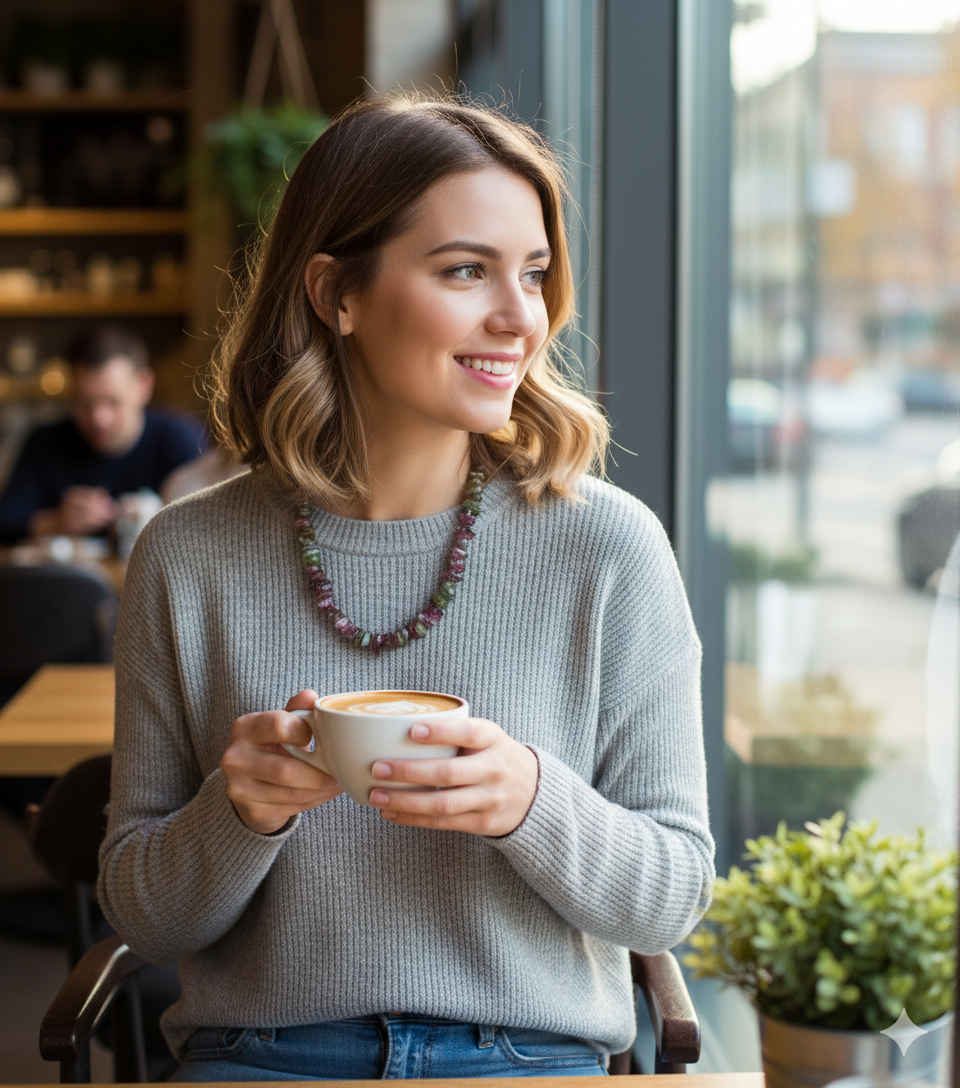 Multicolor Turmalin Doğaltaş Kolye