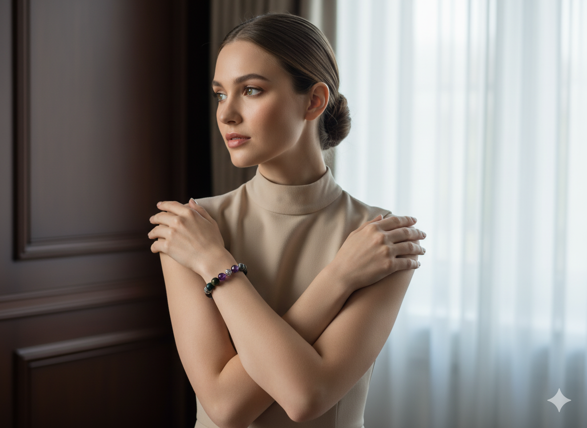 Ametist Kaplangözü Doğaltaş Enerji Bilekliği