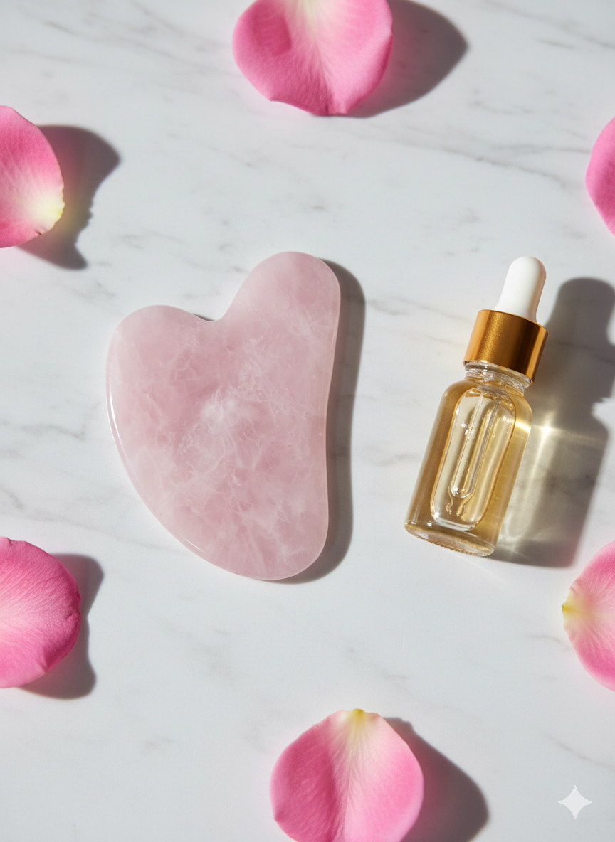 PEMBE KUVARS TAŞI GUA SHA – Doğal Yüz Masaj Taşı