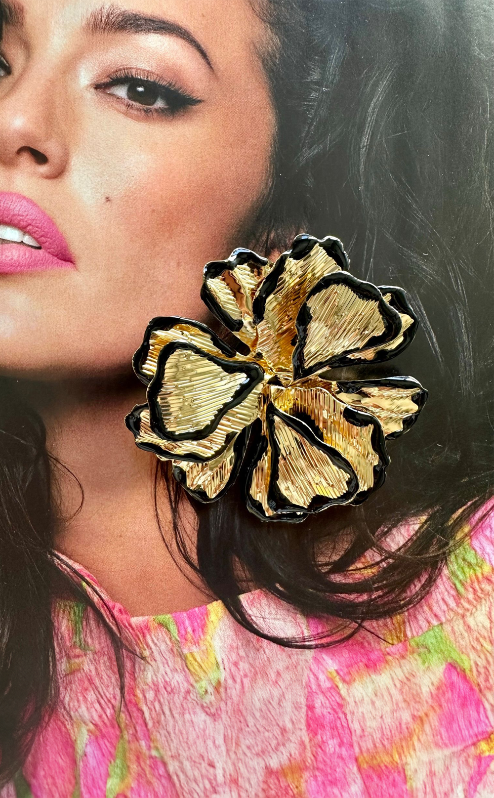 Altın Papatya Özel Tasarım Küpe