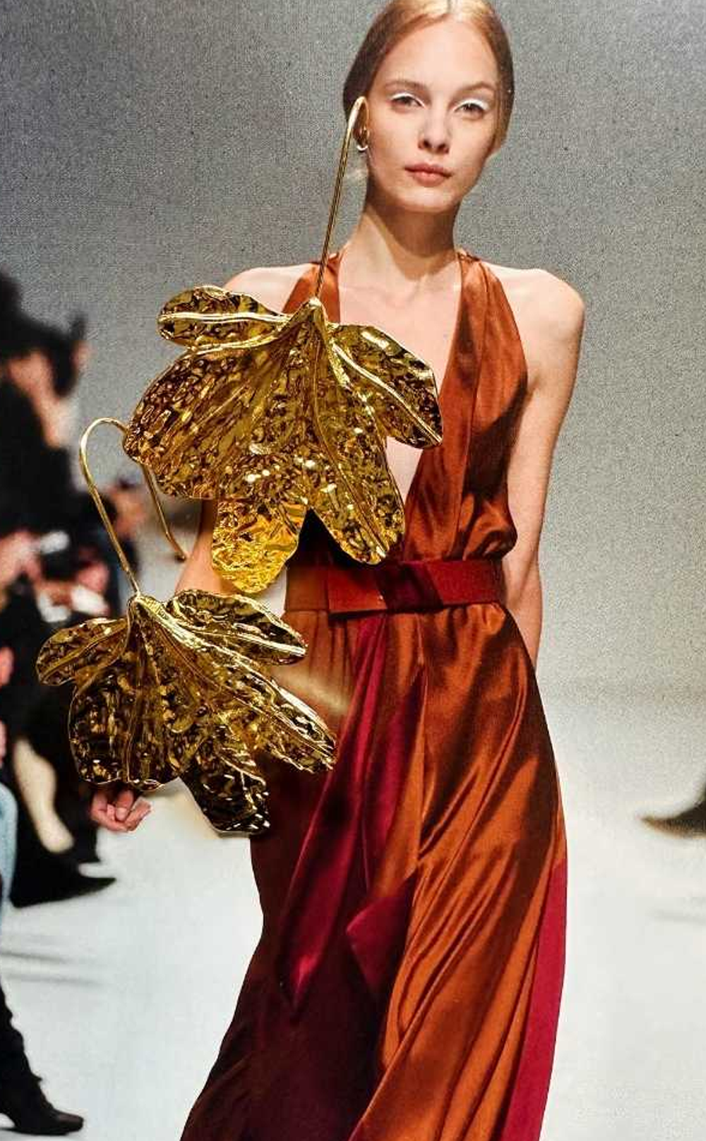 Altın Yaprak Özel Tasarım Küpe