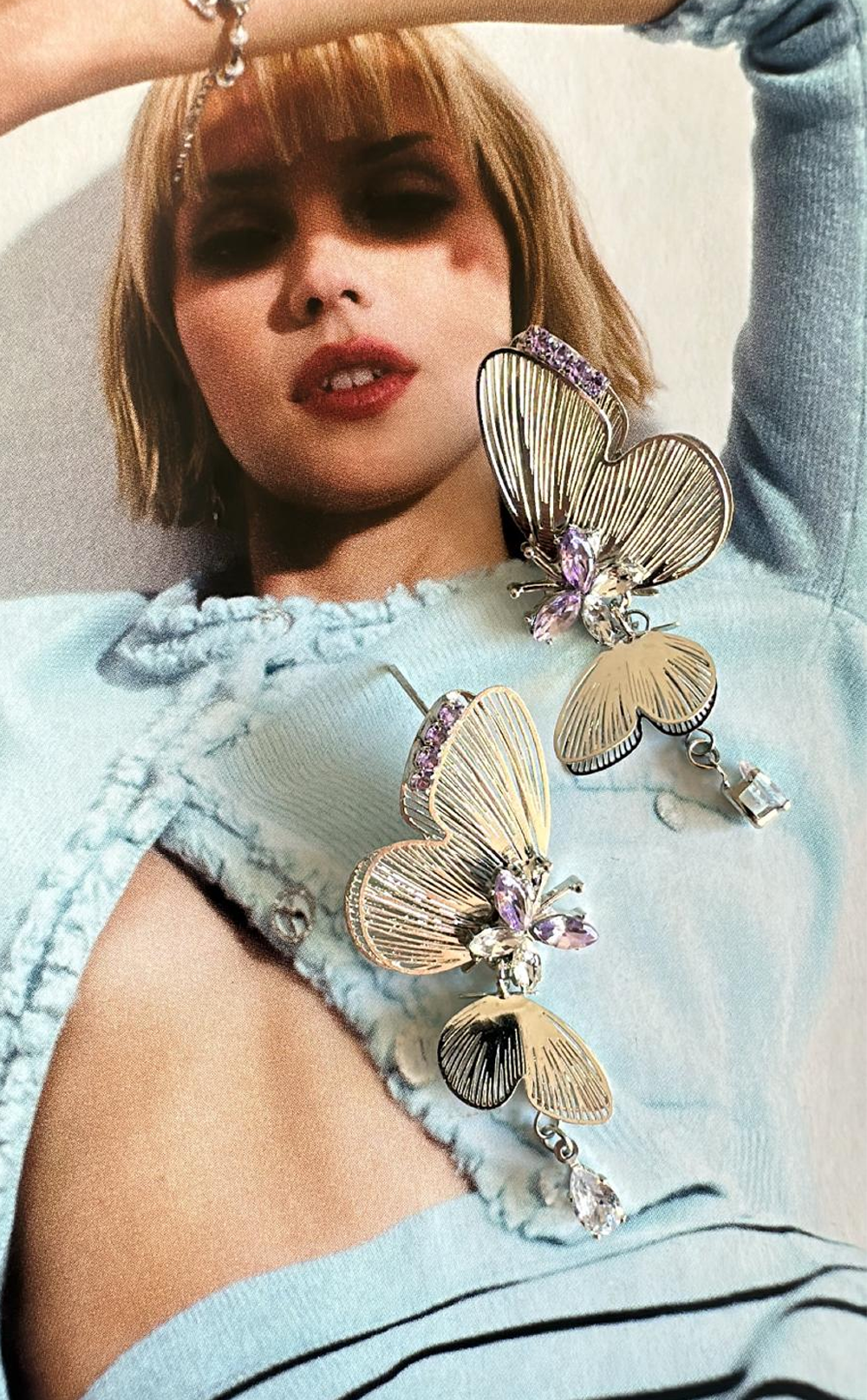 Lavanta Kelebeği Özel Tasarım Küpe