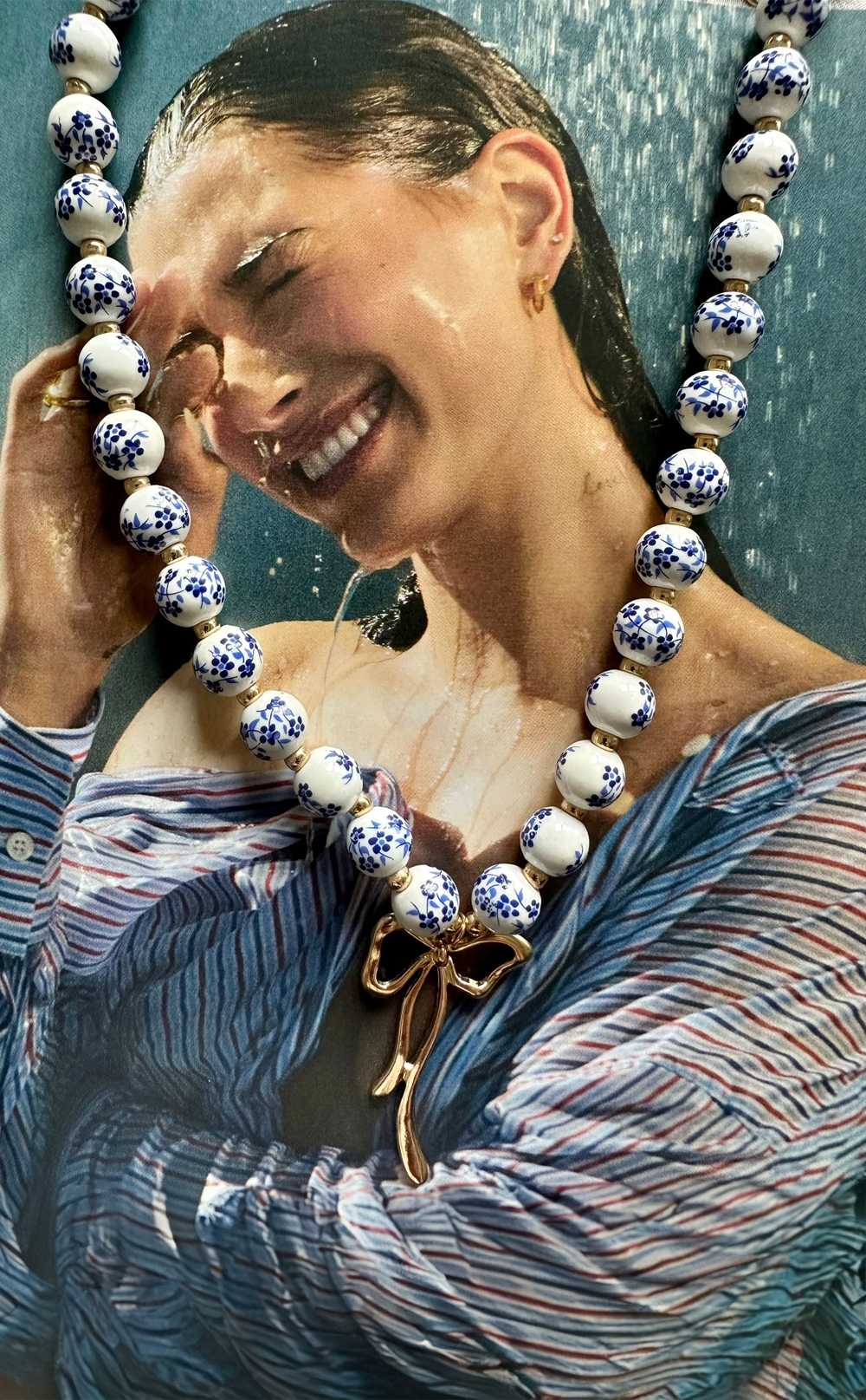 Mavi Çini Özel Tasarım Kolye, Küpe, Yüzük & Bileklik Takımı