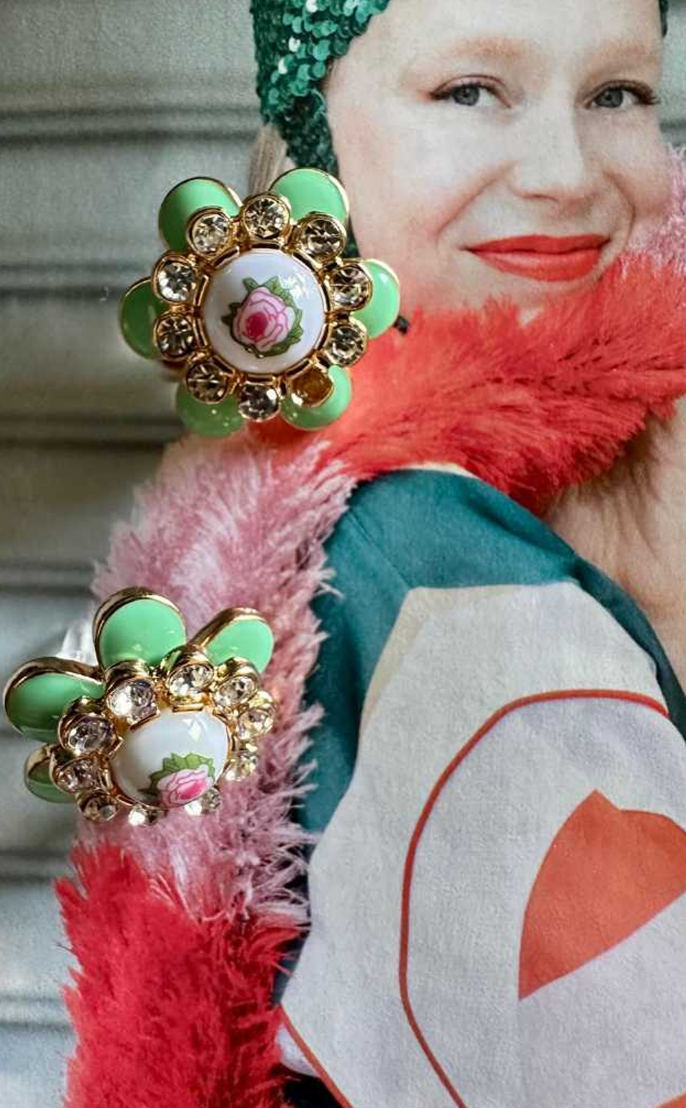 Porselen Gül Özel Tasarım Küpe