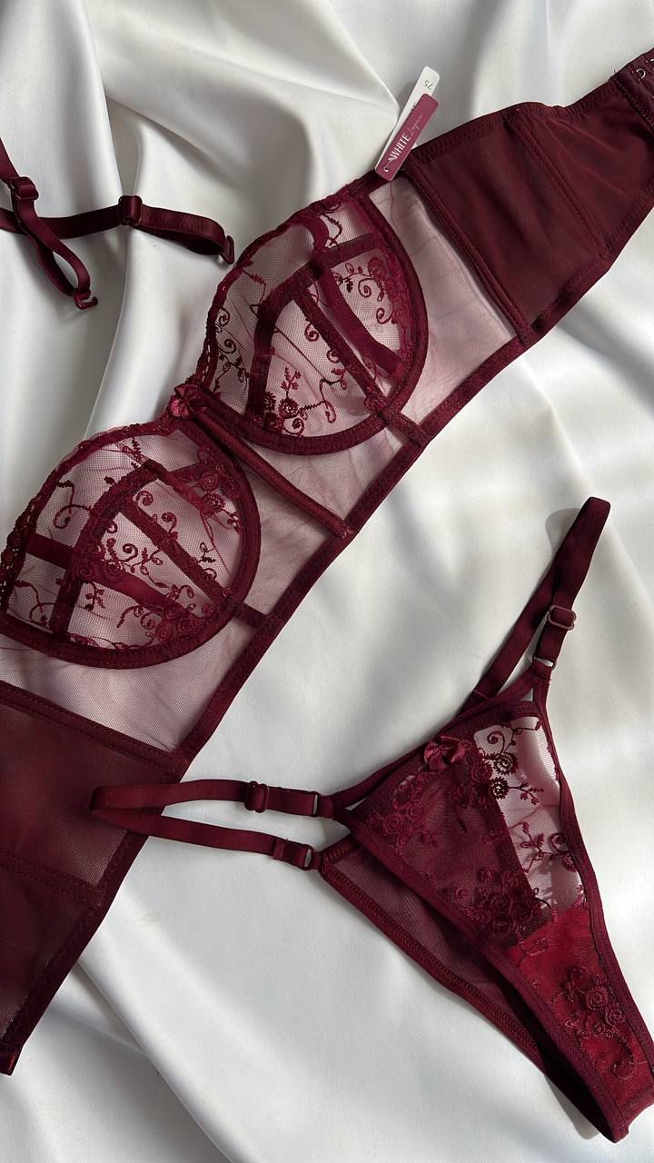 Bordo Cazibe Sütyen Takımı