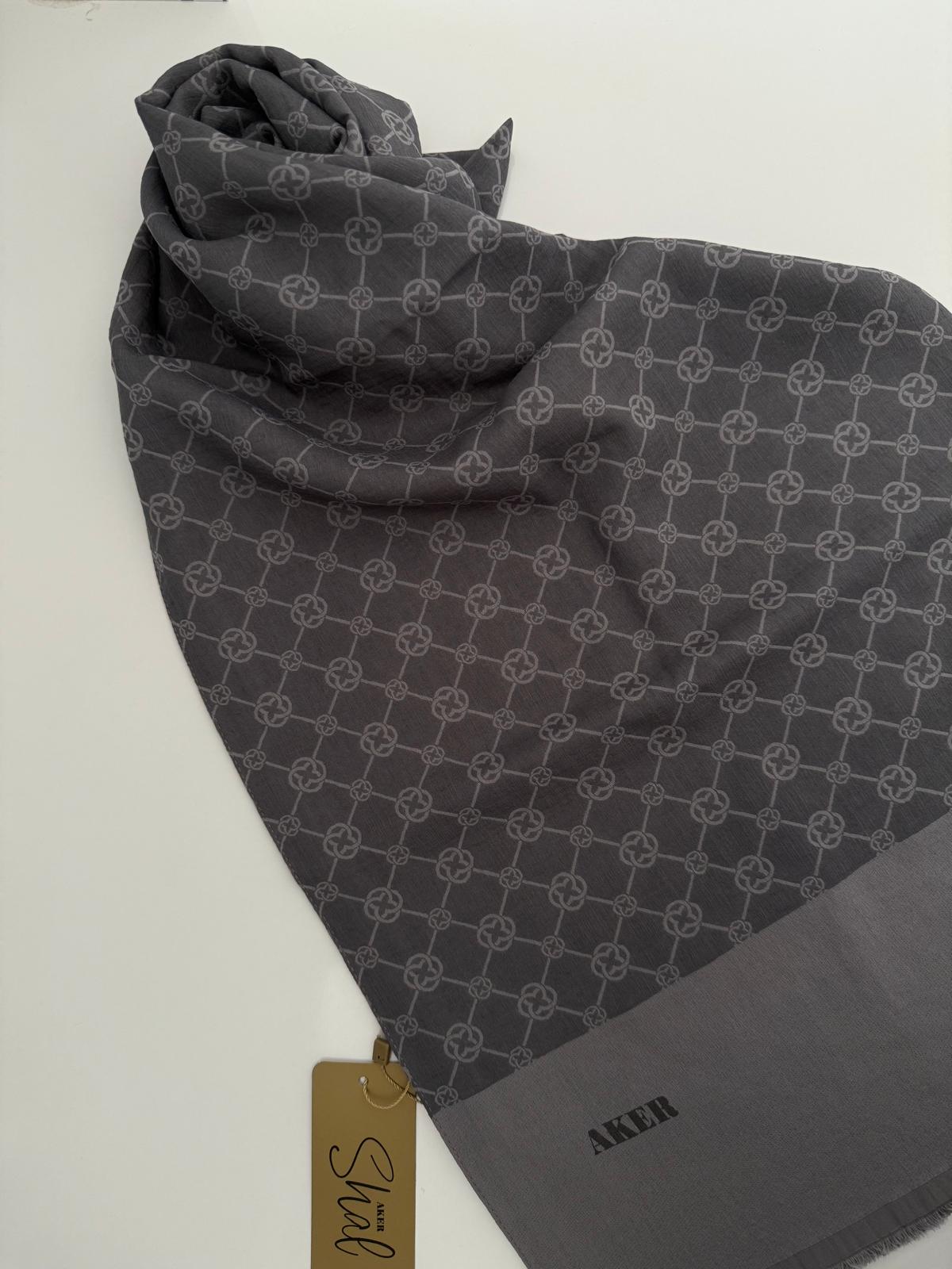 AKER ELEGANCE MONOGRAM ŞAL GRİ
