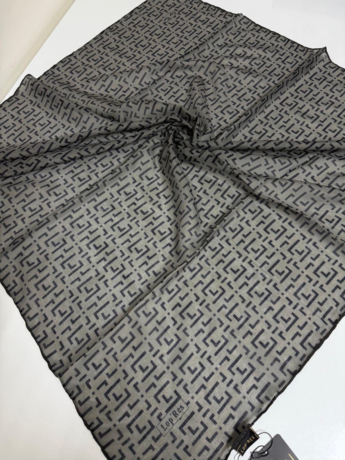SOFT KETEN EŞARP GEOMETRİK DESEN 10