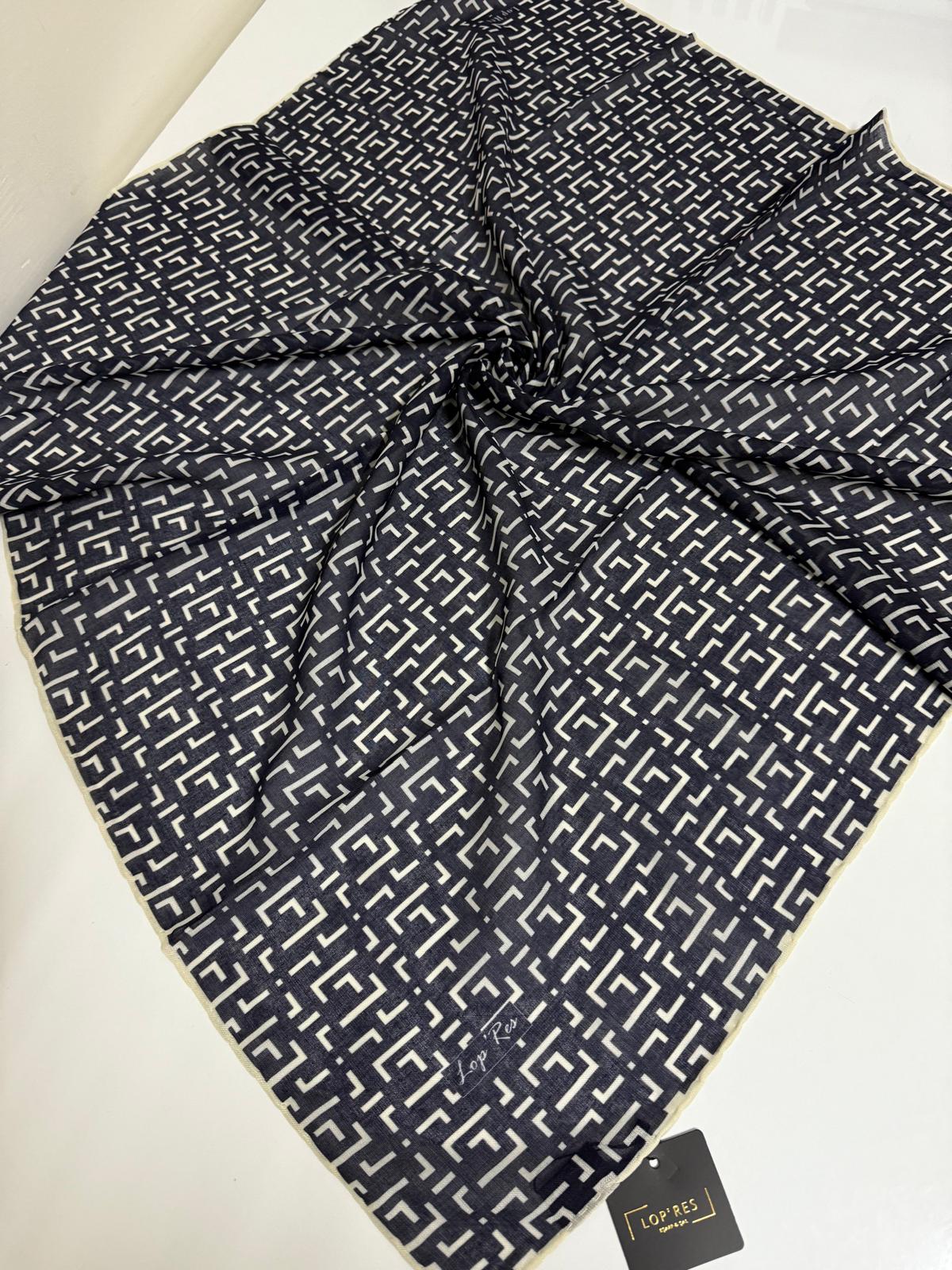 SOFT KETEN EŞARP GEOMETRİK DESEN 09