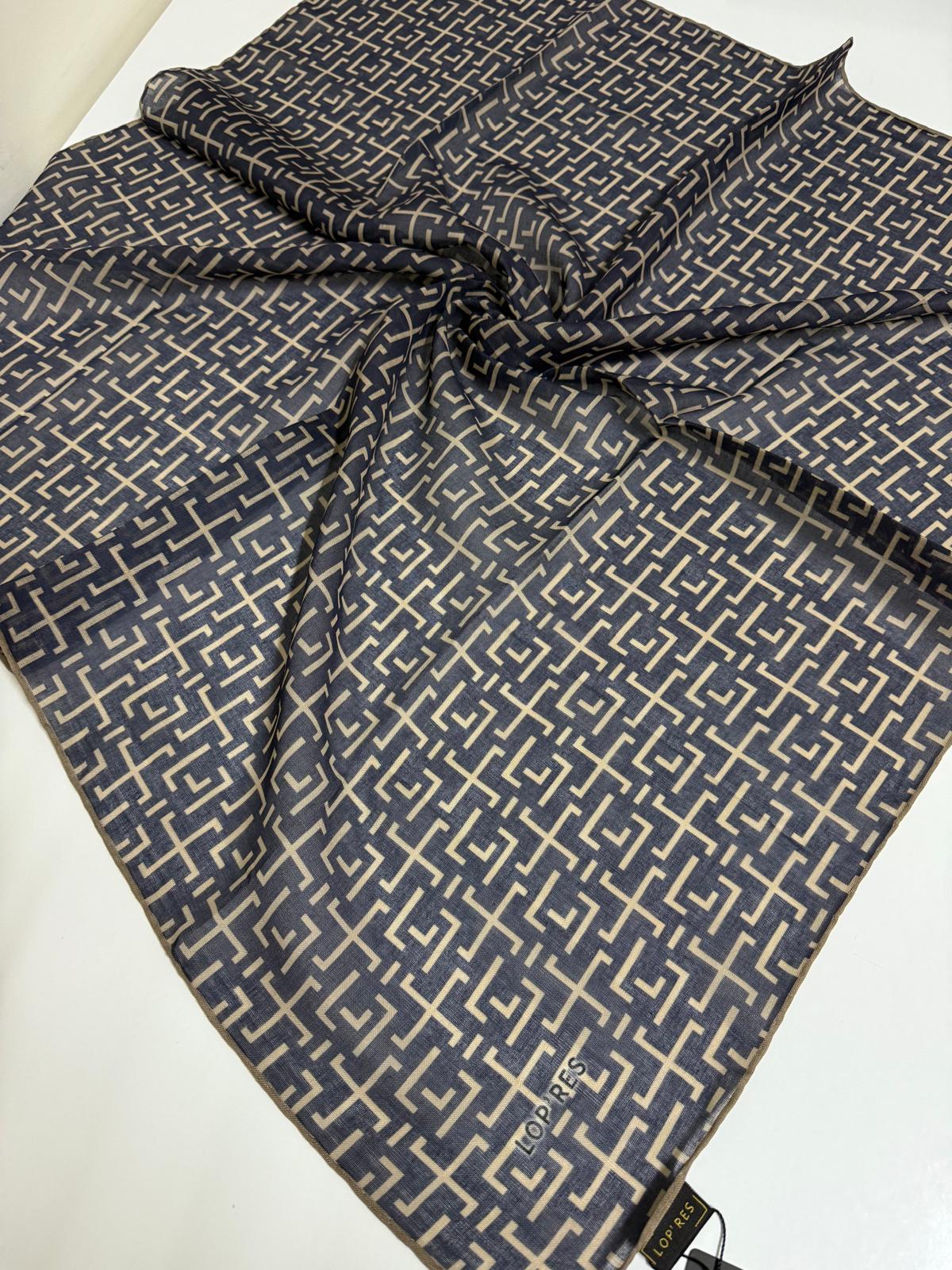 SOFT KETEN EŞARP GEOMETRİK DESEN 08