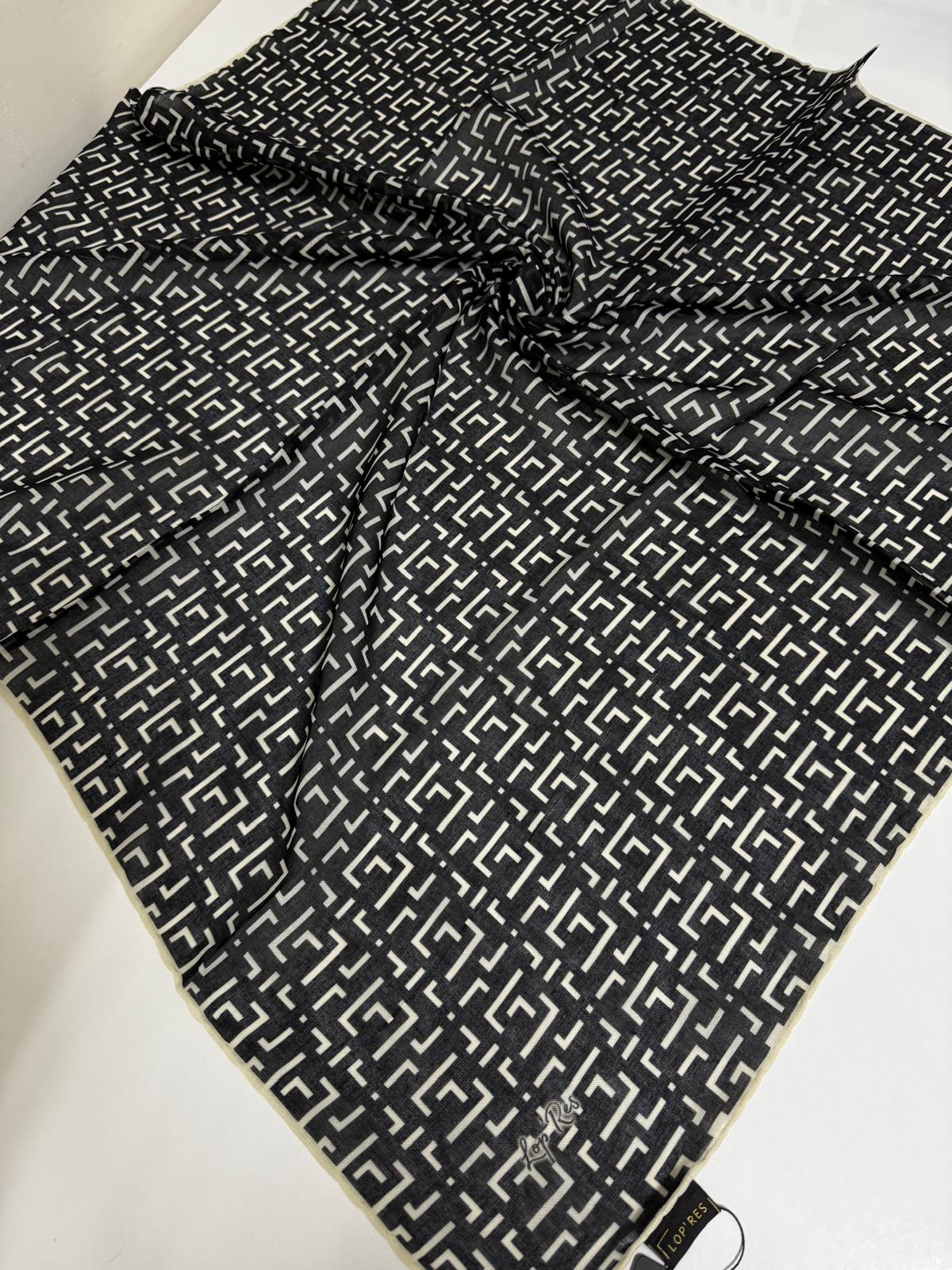 SOFT KETEN EŞARP GEOMETRİK DESEN 03