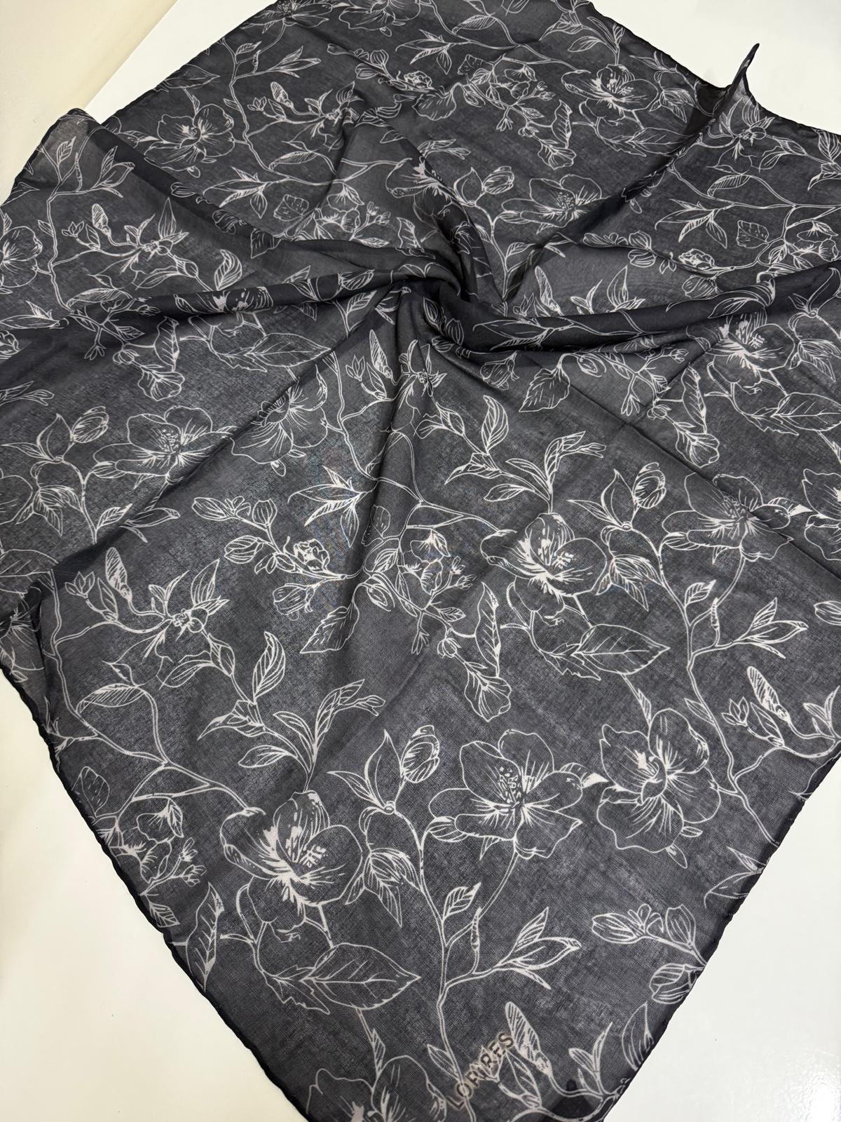 SOFT KETEN EŞARP ÇİÇEK DESEN 09
