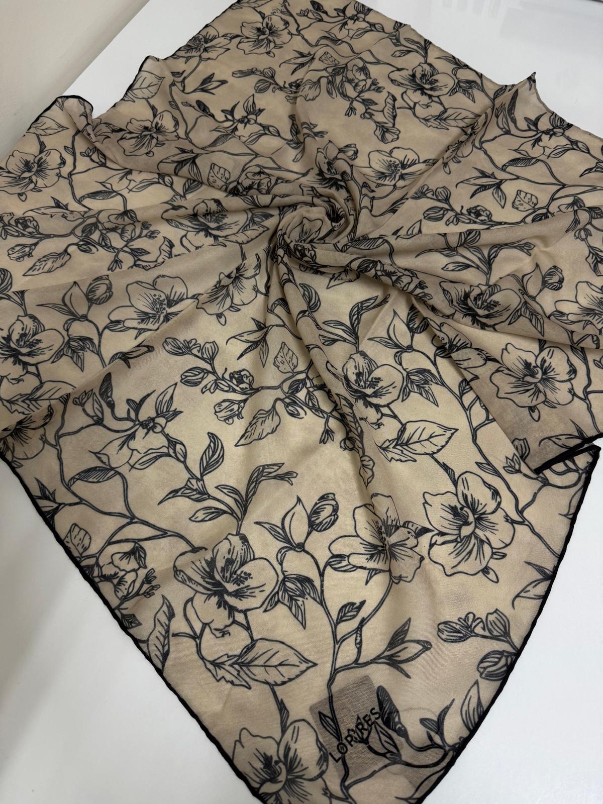 SOFT KETEN EŞARP ÇİÇEK DESEN 03