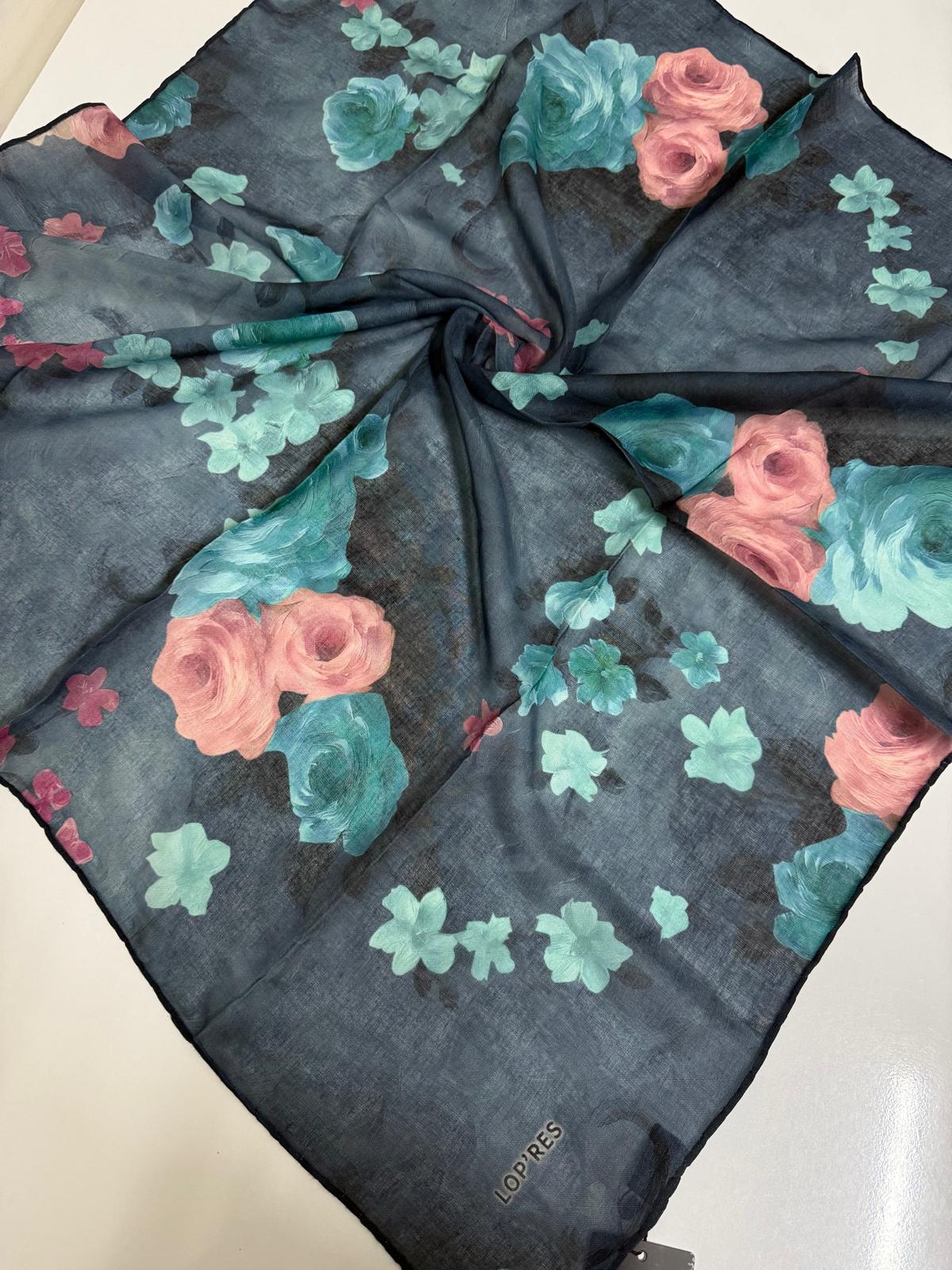SOFT KETEN EŞARP GÜL DESEN 05