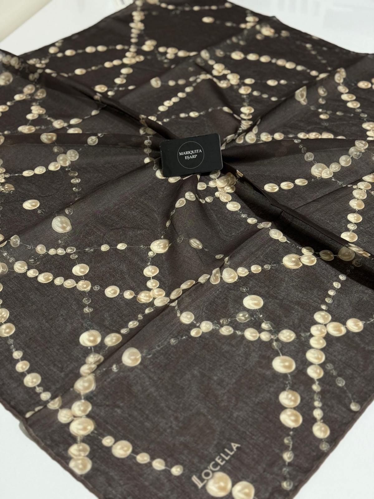 LOCELLA SOFT EŞARP İNCİ DESEN KAHVE 04