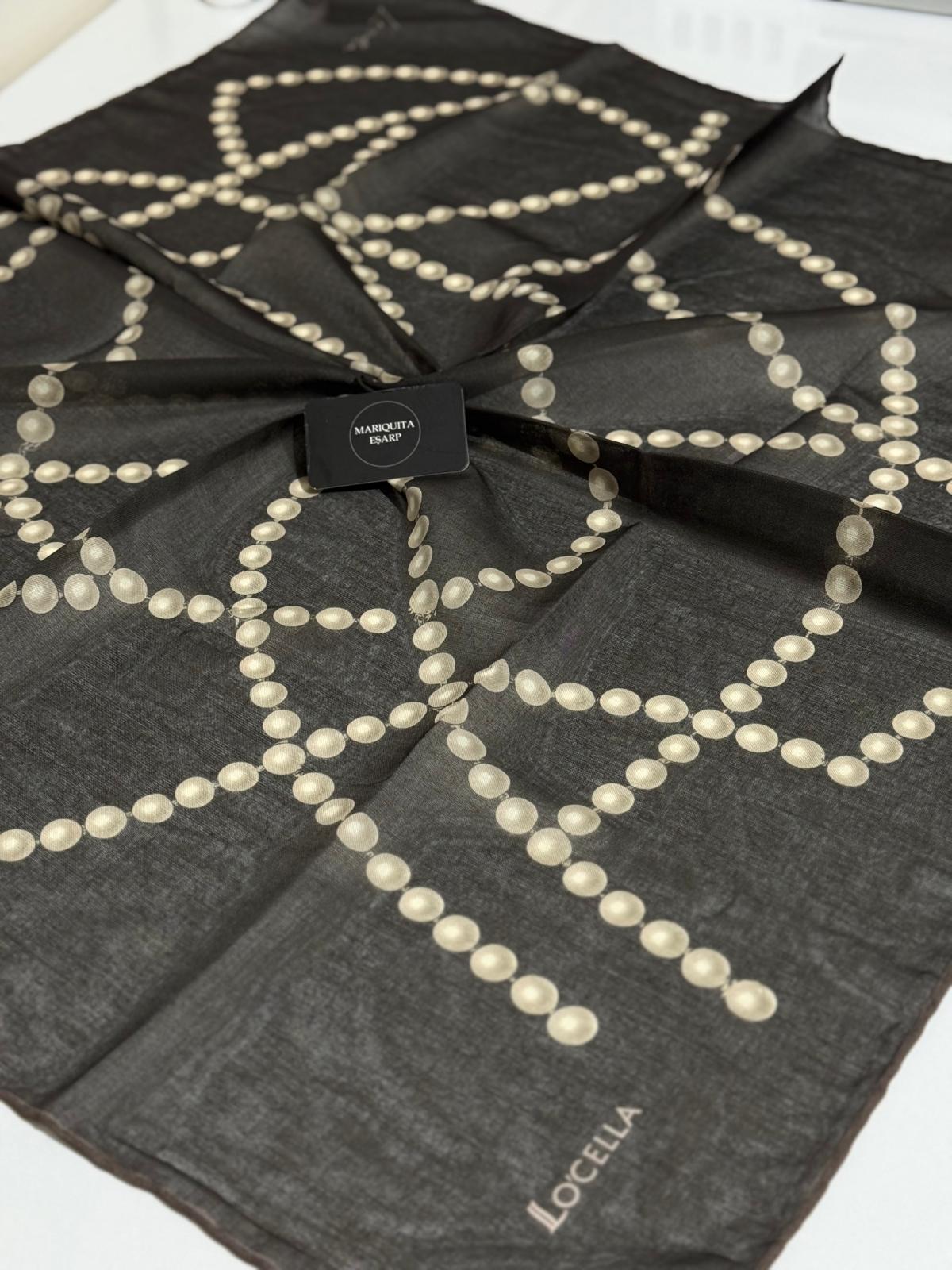 LOCELLA SOFT EŞARP İNCİ DESEN KAHVE 03