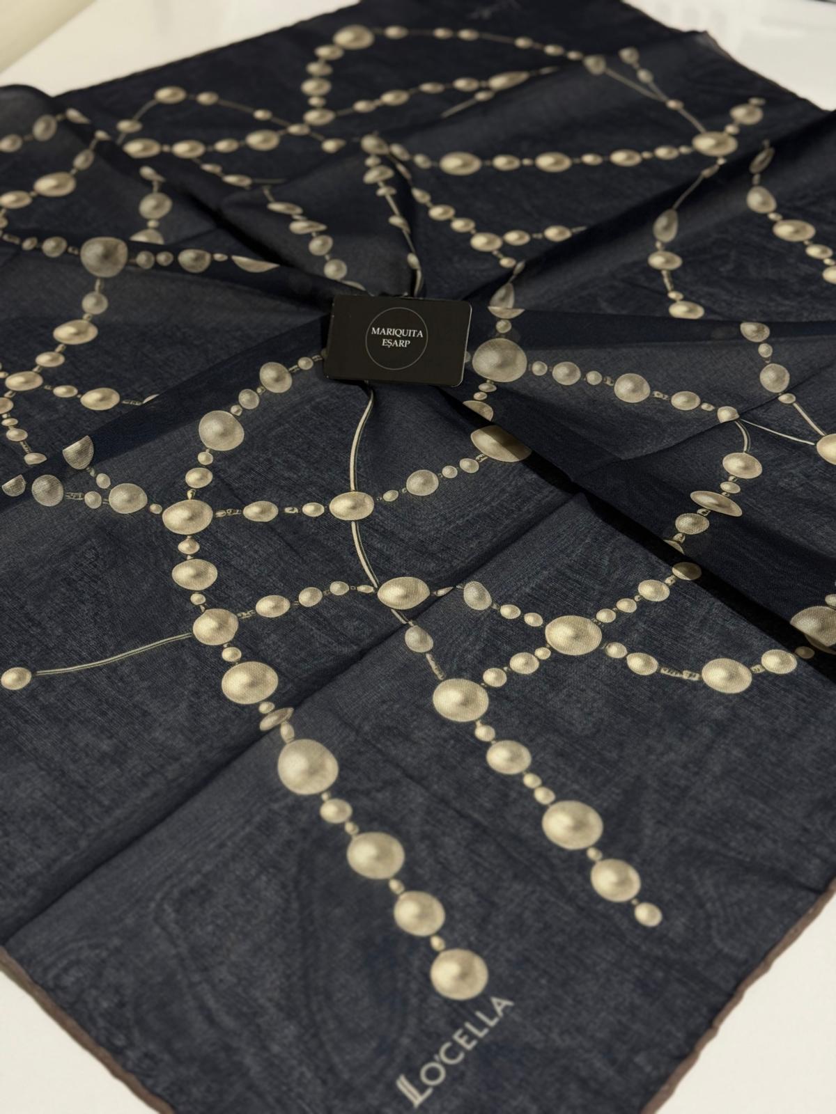 İNCİ DESEN SOFT EŞARP LACİVERT 05