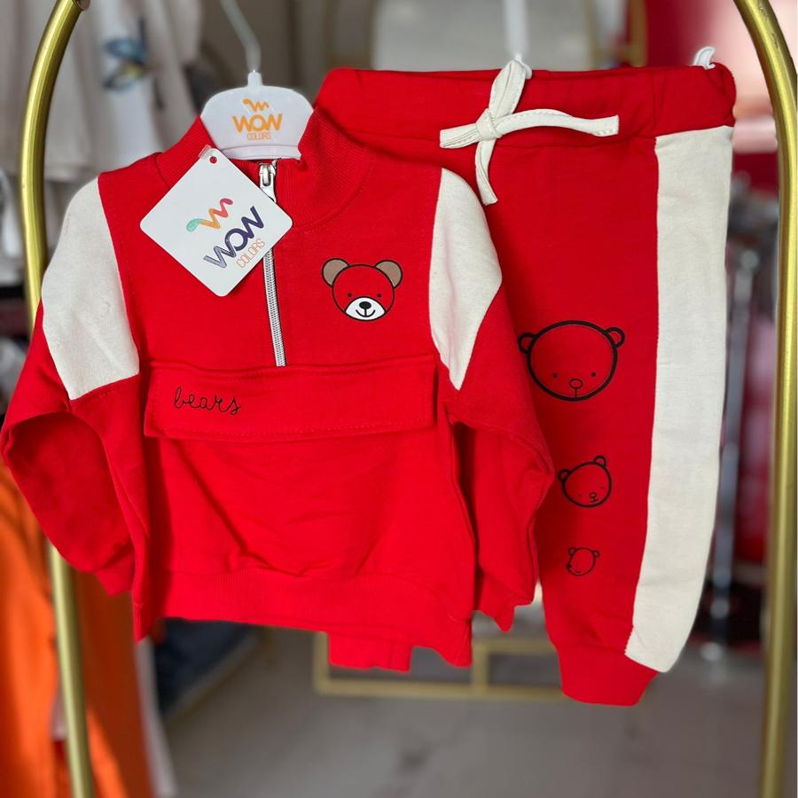Erkek bebek  beyaz şeritli takım