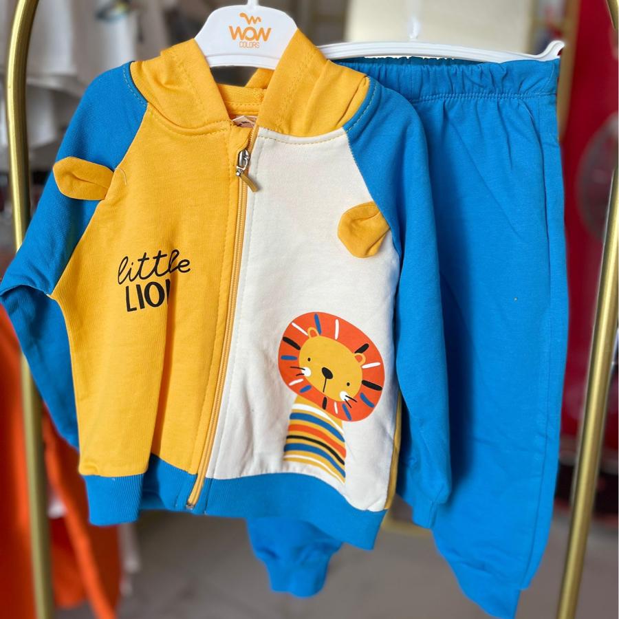 Erkek bebek lion detaylı fermuarlı takım