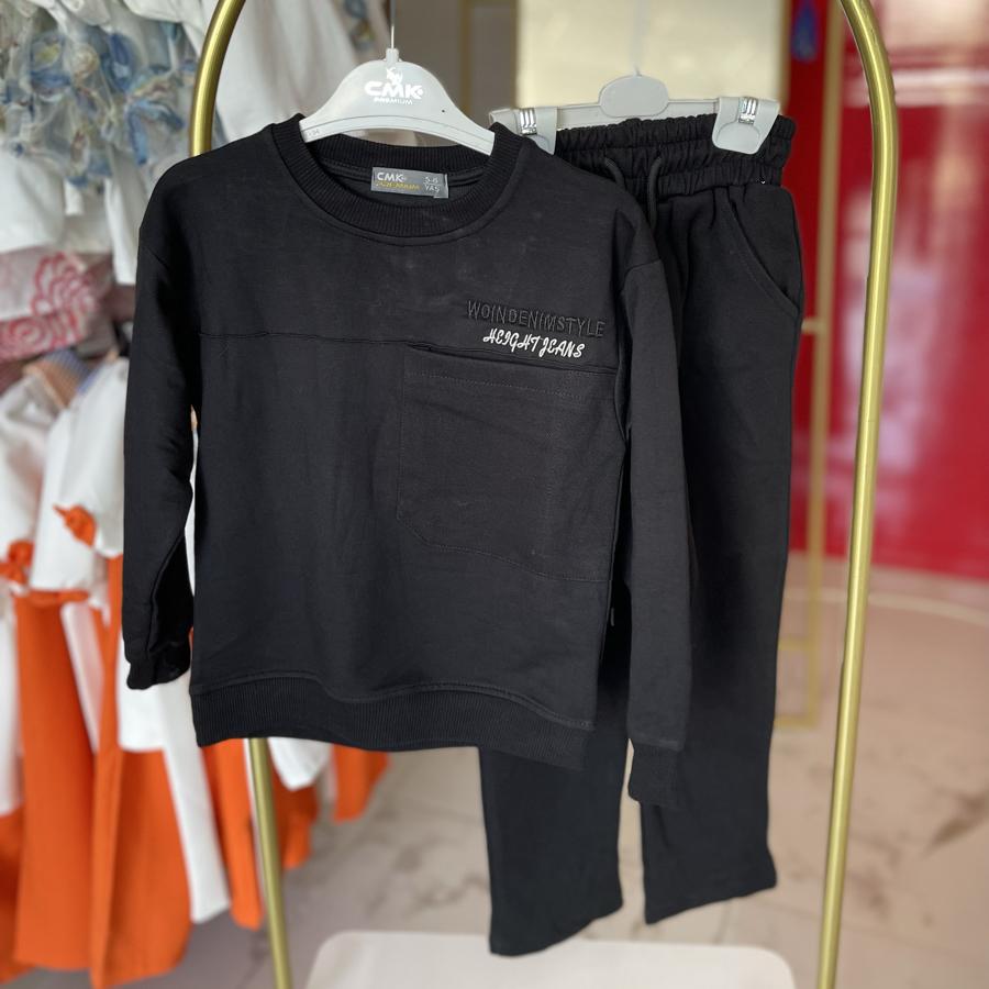 Heighetjeans baskılı siyah takım