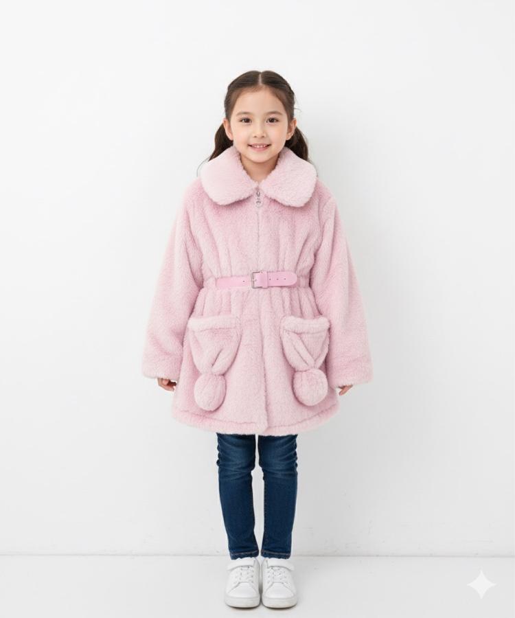 Pembe şapka şeklinde cep detaylı peluş