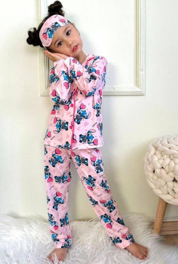 Stitch baskılı kız çocuk gecelik