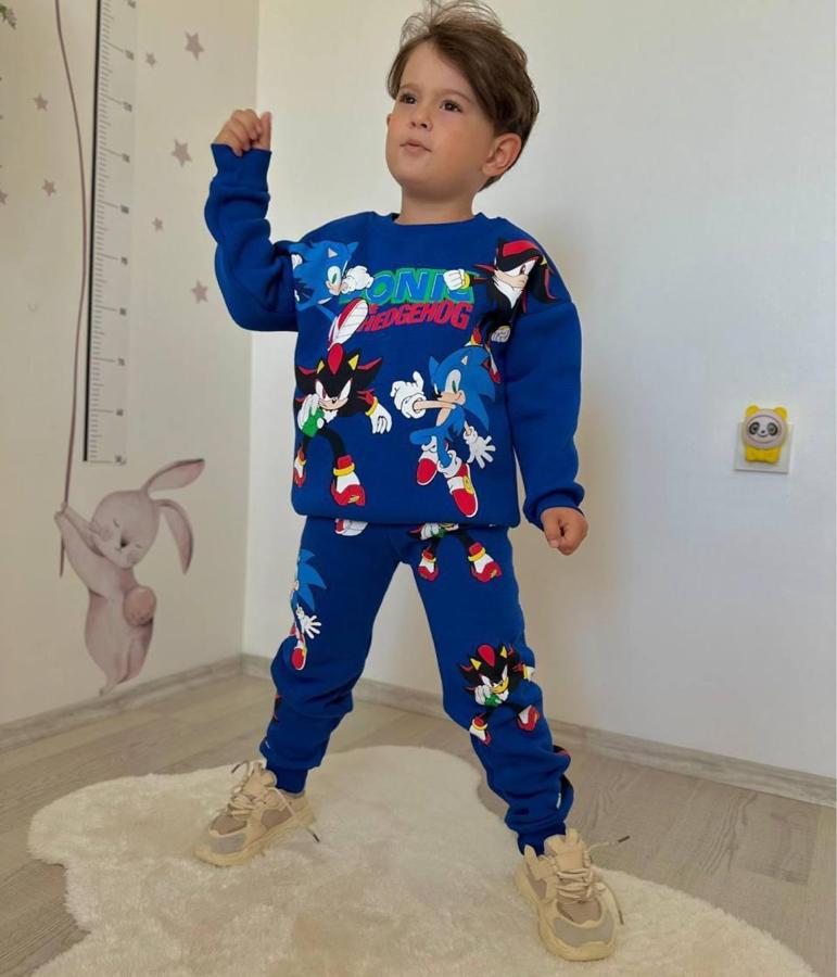 Sonic baskılı mavi takım
