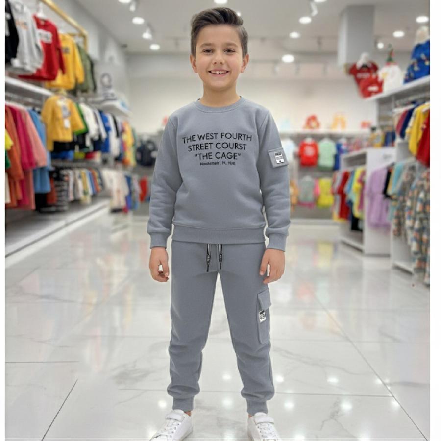 Kalın üç iplik şardonlu erkek çocuk takım