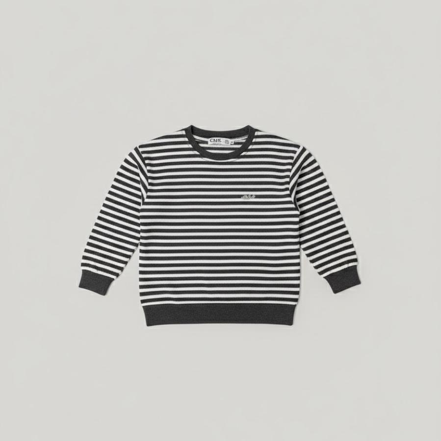 Gri beyaz çizgili erkek çocuk kazak