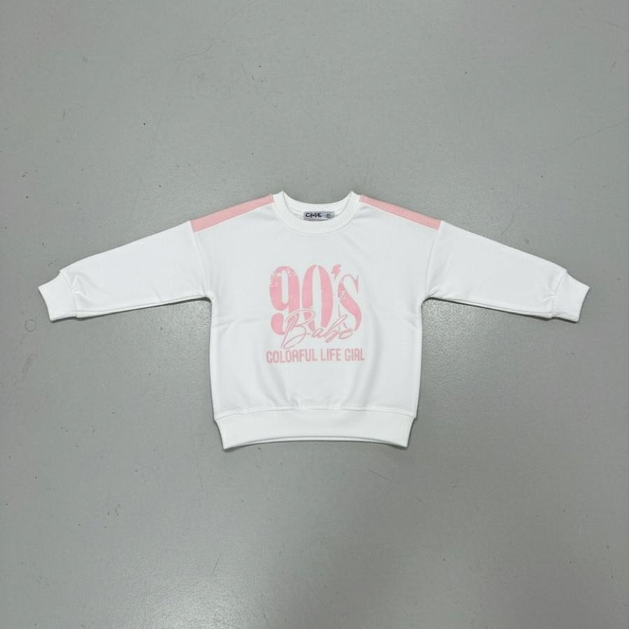 90 baskılı beyaz kız çocuk kazak