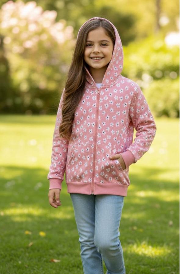 Açık pembe papatyalı ceket