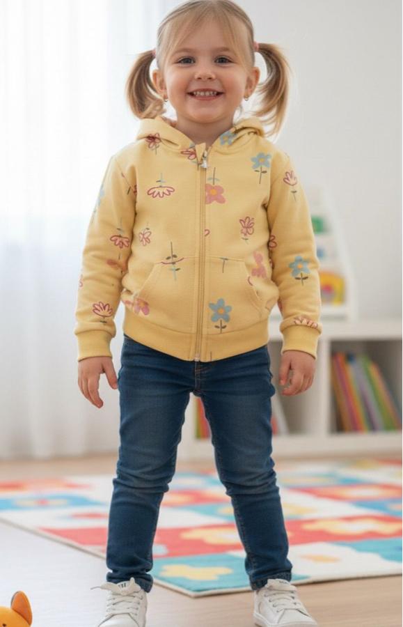 Sarı pembe çiçekli ceket