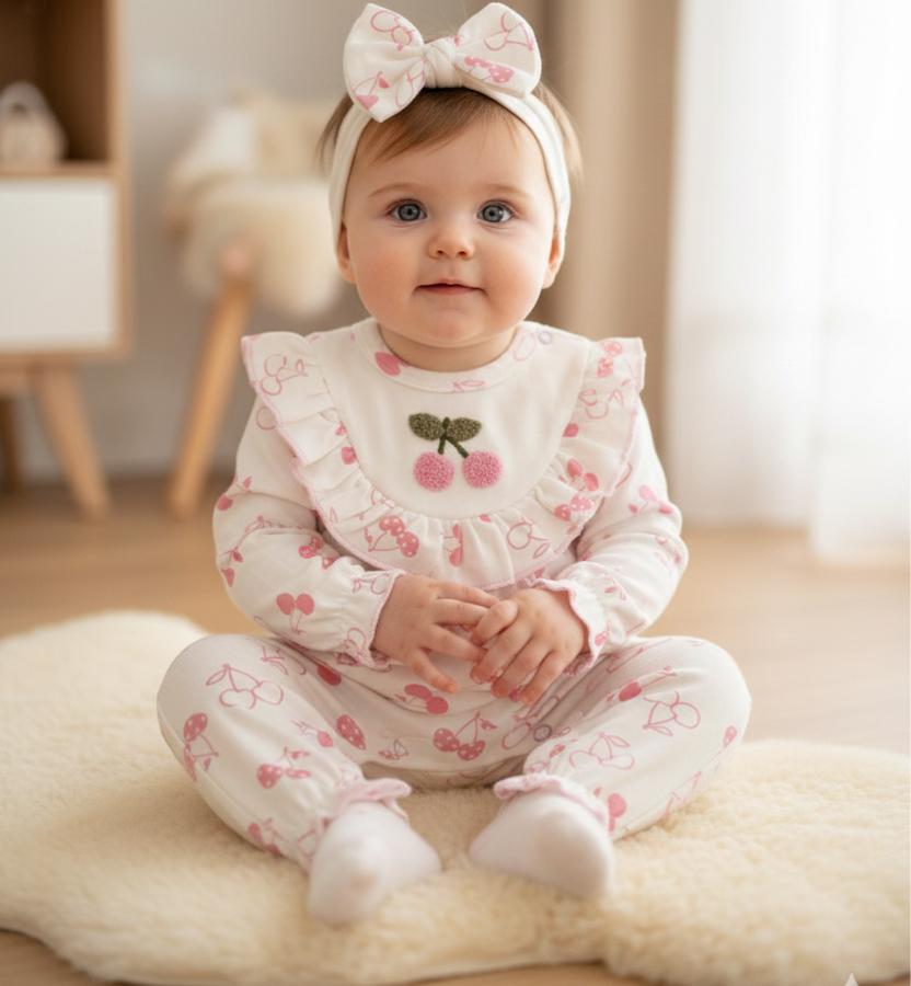 Pembe kirazlı bandanalı tulum