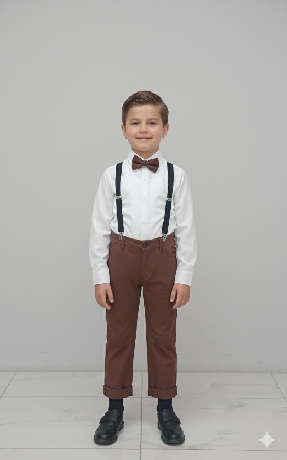 pantolonlu papyonlu gömlekli takım