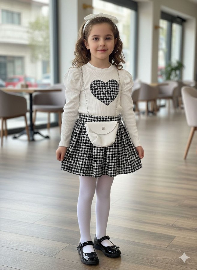 badili etekli çantalı üçlü kız takım