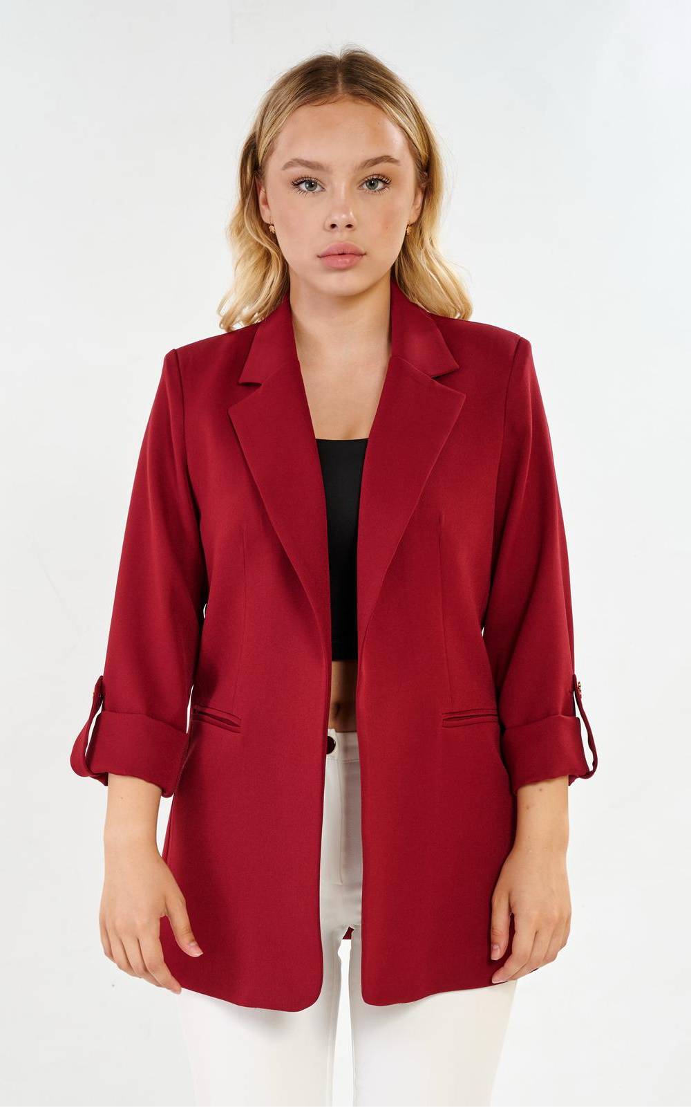 Atlas Kumaş Gold Düğmeli Kruvaze Kadın Blazer Takım 36-44 Beden 1 seri