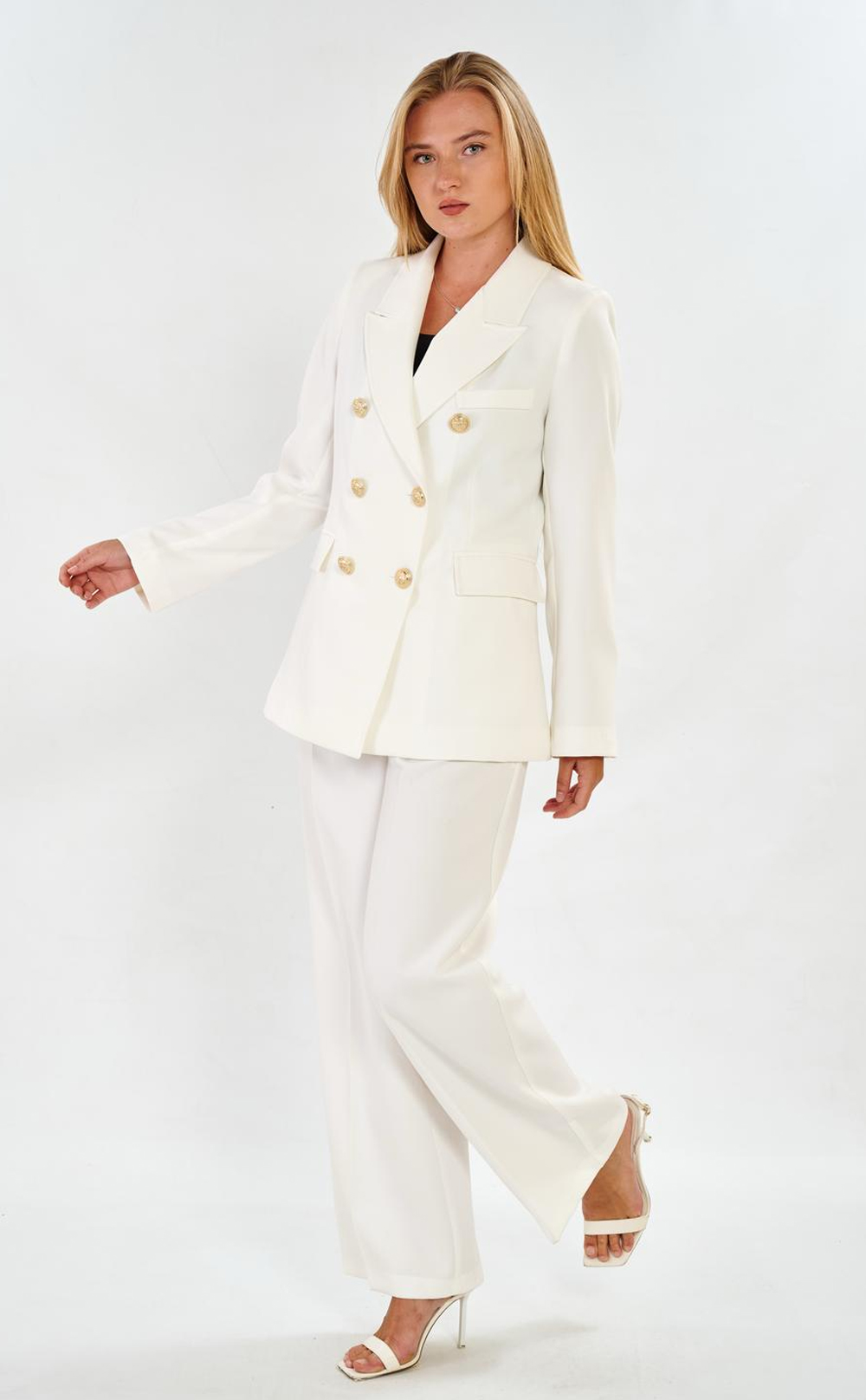 Atlas Kumaş Metal Düğme Detaylı Kadın Blazer 38-44 Beden 1 Seri